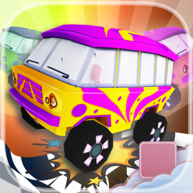 couverture jeu vidéo Hippie Monster Van Double Bounce - PRO - Obstacle Course Town Car Race Game