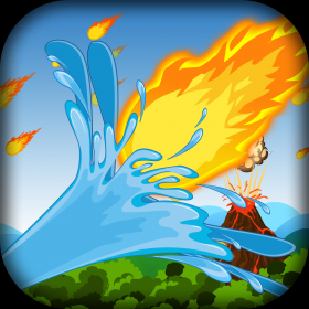 couverture jeu vidéo Pluie de boules de feu de volcan – Jeu défensif de coups de feu de canon à eau payé