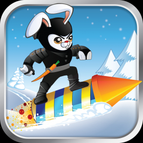 couverture jeu vidéo Racing Lapins Ninja - nitro noël surfeurs fusée guerriers se venger!