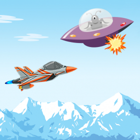 couverture jeu vidéo Shoot UFOs: arcade jet plane flying and shooting defence game