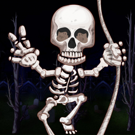 couverture jeux-video Squelette Homme Balançoire Aventure: Mouche Un Moyen Crâne Et Os FREE