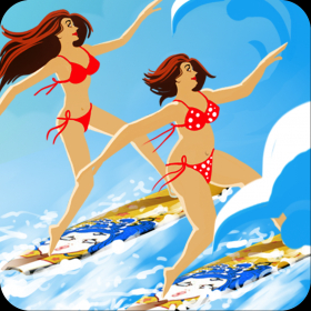 couverture jeu vidéo Surfer Girl - Bébé Surf sur Big Blue Wave (Game gratuit)