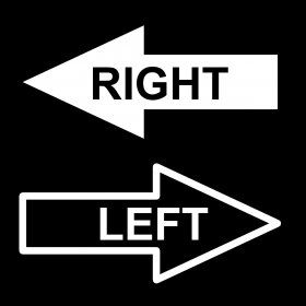couverture jeu vidéo Text Arrows: Left Right Down Up. Black text white arrow.