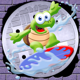 couverture jeu vidéo Turtle Sewer Surfer's PRO - A Rad Wave Rider Game