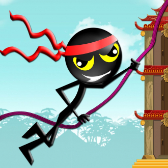 extrait jeux-video Action Bâton Homme Ninja Balancement : Asiatique Gratte-Ciel Serré Corde Swing Aventure FREE