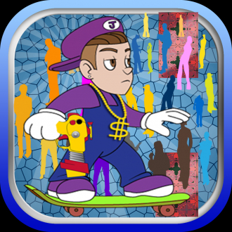 extrait jeux-video Cowabunga Dude - A Retro Skater Breaking Out Adventure! Side Scroller jumping Free Version Game.