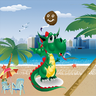 extrait jeux-video Dino Jump - Escape from the nutty coconut on a beach stroll fun game